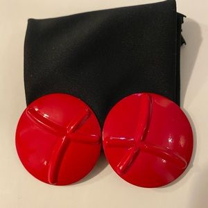 Pink clip on earrings